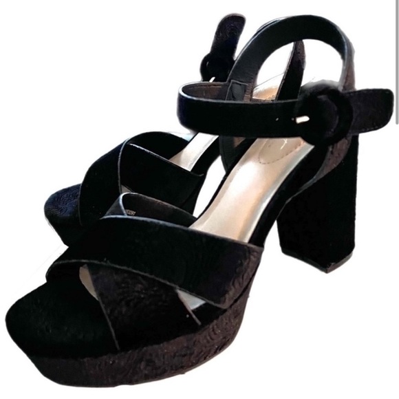 Cato Shoes - Cato Black Velvet Platform Heeled Sandals New In Box Price Firm Bundle and save